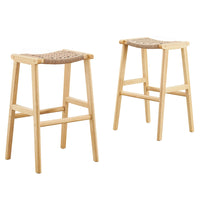 Modway - Saoirse Tabouret de bar en bois de corde tressée - Naturel naturel - Ensemble de 2-Corde tressée