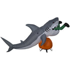 GEMMY Airblown Inflatable Halloween Animated Turning Head Shark Snack - 49" x 108"-Includes stakes and tethers