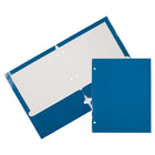 JAM Paper Glossy 2 Pocket 3 Hole Punched Folders, Blue, 100 Pack (385GHPBUB)-Dimension: 11-1/2"h x 9-1/4"w x 1/5"d