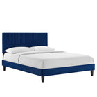 Modway Yasmine Channel Tufted Performance Velvet King Platform Bed - Navy-Stain-Resistant Performance Velvet