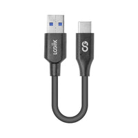 LOGiiX Sync & Charge USB-A to USB-C 15cm - Black-Compact 15cm (~0.49ft) USB-A to USB Type-C cable