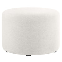 Modway Callum Large 23" Round Woven Heathered Fabric Upholstered Ottoman - Heathered Weave/Ivory-Woven Heathered Fabric Upholstery