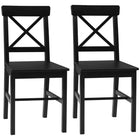 HOMCOM - Chaises de salle à manger style ferme en bois avec dossier croisé - noir - ensemble de 2-Emballé par lot de deux pour le dîner, la conversation et plus encore