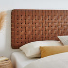 Modway Sparta Weave Wall-Mount Vegan Leather King Headboard - Walnut Brown-Vegan Leather Basketweave