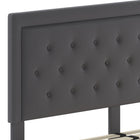 Flash Furniture - Lit plateforme Roxbury très grand touffeté en tissu gris foncé-Pied central en métal