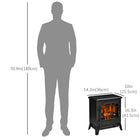 HOMCOM 14" 750/1500W Freestanding Electric Fireplace Heater - Black-Flame effect can be used independently without heat function  