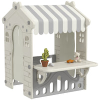 Qaba Kids Indoor Sleek Cotttage Playhouse-Sleek playhouse design enhances backyard aesthetic appeal 