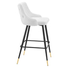Modway Adorn Performance Velvet Bar Stool - White-Black Tapered Legs