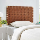 Modway - Sparta Montage mural en tissage Cuir végane Tête de lit jumelée, Brun naturel-Ossature en bois