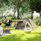 Outsunny 2 Person Camping Tent with Bedroom, Porch, Sewn-in Groundsheet and Hook - Khaki-Crafted 190T polyester fabric offers 3000 mm water resistance