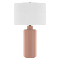 Hudson&Canal - Lampe de table Selina en céramique de 63 cm de haut avec abat-jour en tissu - Rose poudré/blanc-Design contemporain moderne pour votre salon, espace de travail ou table de chevet