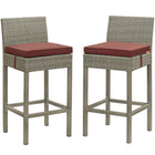 Modway - Conduit Terrasse extérieure Rotin en osier Tabouret de bar - Cassise gris clair - Ensemble de 2-Tabouret de bar extérieur moderne