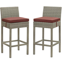 Modway - Conduit Terrasse extérieure Rotin en osier Tabouret de bar - Cassise gris clair - Ensemble de 2-Tabouret de bar extérieur moderne