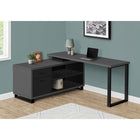 Monarch Specialties - 7715 Bureau 72 po - En Coin Executif Moderne Gris/Noir-Les espaces de rangement ouverts et fermés incluent 2 étagères et 2 grands tiroirs