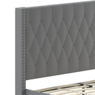 Flash Furniture - Lit plateforme Riverdale grand touffeté et rembourré en tissu gris foncé-30 lattes en bois