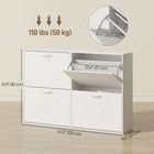 HOMCOM - Armoire à chaussures rabattable avec étagère en bois pour entrée - blanc-Tiroirs basculants pour économiser de l’espace 