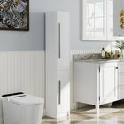 HOMCOM Tall Bathroom Storage Cabinet with Three Adjustable Shelves - White-Adjustable shelves offer customizable storage options