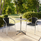 Table ronde en aluminium de 23,5 po avec 2 chaises en rotin noir, intérieur/extérieur (TLH-ALUM-24RD-020BKCHR2-GG)-Métal