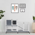 PawHut 35" H Wooden Elevated Rabbit Hutch - Grey-Raised design keeps your small animals safe, dry and warm, especially in rainy day 