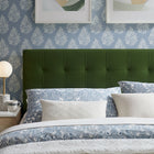 Modway Lily Stain-Resistant Performance Velvet King Size Headboard - Moss Green-Dense Foam Padding