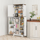 HOMCOM 64" H Kitchen Pantry Cabinet with Adjustable Shelves - White-Melamine-sided particleboard offers a sleek look with durability 