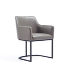 Manhattan Comfort - Fauteuil de salle à manger moderne Serena 23,03 po en similicuir gris-Chaise flottante avec base en métal demi-cercle noire