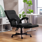 Vinsetto High Back Swivel Recliner Office Chair with Footrest and Padded Armrest - Black-Reclining function allows the chair locked at any angle (max angle 135°), with a footrest for a rest