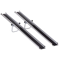 HOMCOM 8' Telescopic Wheelchair Ramp - Silver-Guardrails and non-skid surface enhance safety and prevent slipping 