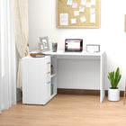 HOMCOM - Bureau en l avec tiroirs - 46 po L x 32,75 po l x 30 po H - blanc-Comprend 2 compartiments, 2 tiroirs et une armoire