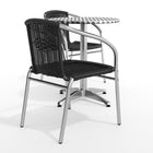 Table ronde en aluminium de 23,5 po avec 2 chaises en rotin noir, intérieur/extérieur (TLH-ALUM-24RD-020BKCHR2-GG)-5