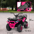 Qaba 12V Battery Powered Kids Electric Vehicle with 4 Spring Suspension Wheels - Pink-Equipped with four headlights, music, and USB for entertainment 
