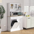 HOMCOM 68" H Kitchen Pantry Cabinet with Charging Station - White-Particleboard, painted MDF, and anti-tip kits provide stability and safety 