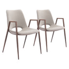 Zuo Desi Dining Chair - Beige/Walnut - Set of 2-Assembly required