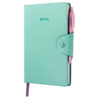 General Supply Goods + Co - Cahier de notes à couverture souple en cuir végétalien - Menthe-Comprend un stylo assorti avec porte-stylo élastique