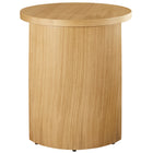 Modway Aspect Round Wood End Table - Oak-Adjustable Non-Marking Levelers