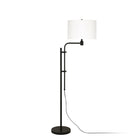 Hudson&Canal - Lampadaire à hauteur réglable Polly avec abat-jour en tissu - Bronze noirci/blanc-Design industriel pour votre salon, votre bureau, votre chambre ou votre coin lecture