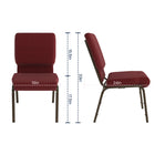 Flash Furniture HERCULES Series 18.5"W Stacking Church Chair in Burgundy Patterned Fabric with Gold Vein Frame-Book Pouch on Back