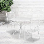 Table de jardin ronde de 35,25 po en acier blanc et 2 chaises au dossier carré, intérieur/extérieur [CO-35RD-02CHR2-WH-GG]-Revêtement thermolaqué blanc