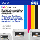 Brother Genuine LC506CS Ink Cartridge - Standard Yield - Cyan  -Refresh EZ Print Subscription-eligible: Printers that work with the LC506 series inks are eligible for Refresh EZ Print, the subscription that delivers ink and toner automatically before you run out. Learn more at brother.ca/refresh