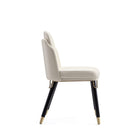 Manhattan Comfort Estelle 20.08" Modern Faux Leather Upholstered Dining Chair - Cream and Black - Set of 2-Weight Capacity: 300 lb. Seat Height: 18.9"