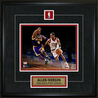 Allen Iverson Pin & Plate Sixers - Framed Print - 18" x 18"-Premium 8x10 framed
