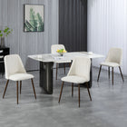 HOMCOM - Chaises de salle à manger en velours - blanc crème - ensemble de 4-Le revêtement matelassé à canaux effet velours est très doux au toucher