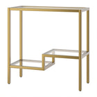 Hudson&Canal Lovett 24"W Rectangular Side Table - Brass-Tabletop has a weight capacity of 20 lbs, lower shelves can support 10 lbs each