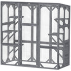 PawHut Outdoor Catio Cat Enclosure with 6 Platforms with Weatherproo Roof - Grey-Easy assembly, setup completes in 40-60 minutes 
