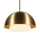 Hudson&Canal - Suspension Octavia de 40 cm de large avec abat-jour en métal et verre - Laiton/laiton et blanc-Comprend un cordon réglable de 8 pieds