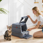 PawHut - Bac à litière pour chat en acier inoxydable 80L - gris foncé-Intérieur spacieux de 80L pouvant accueillir confortablement de grands chats et des foyers avec plusieurs chats 