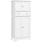 HOMCOM 50.5" H Kitchen Pantry Cabinet with Doors and Adjustable Shelf - White-Recessed doors with silver handles exudes modern charm 