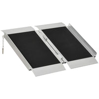 HOMCOM - Rampe d’accès portable 2 pi en aluminium pour fauteuil roulant, seuil pour scooter - noir-Le design de la rampe avec une planche arrière allongée rend cette rampe de seuil plus stable lors de l’utilisation 