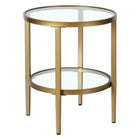 Hudson&Canal Hera 20"W Round Side Table with Glass Shelf - Antique Brass-Clean with a soft, dry cloth and no harsh chemicals or abrasive cleaning materials