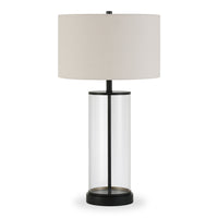Hudson&Canal - Lampe de table haute Rowan (71 cm) avec abat-jour en tissu - Bronze noirci/blanc-Design côtier pour votre salon, votre espace de travail ou votre table de chevet